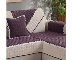 RICHLN Sectionnel Housse De Canapé,Matelassé Peluche Couvre pour Sofa,Cuir Chiffon Meubles Protecteur pour Chiens Chats Enfants Violet 1pc-110x240cm/43x94inch-rectangle