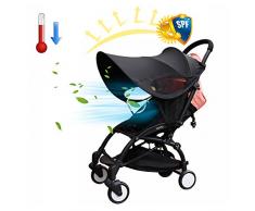 Waroomss Universel Canopy bébé poussette parasol couverture respirant lumière-preuve UPF 50+ UV protection poussette couverture pour bébé poussettes (noir)