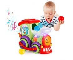 VATOS Jouets bébé pour 1 2 3 Ans Garçons et Filles Jouets pour Tout-Petits avec balles, lumière, Parler et Musique Jouet éducatif précoce avec Roues électrique Jouet de Train pour Les Enfants