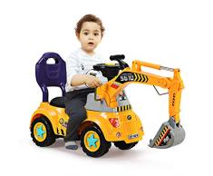 Costway Excavatrice Tracteur Jouet pour Enfant Porteur de Quatre Pneus Convient pour 3-5 Ans