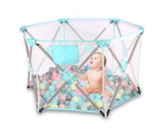 Arkmiido Parc bébé, parc pliable et portable pour bébés, parc hexagonal pliant avec filet respirant, jeu intérieur et extérieur pour les 0 à 4 ans (Rouge,pas de balles)