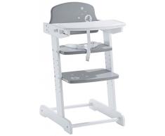 Soliving Ourson Chaise Bébé Evolutif, Bois, Blanc, 45 x 55 x 87,8 cm