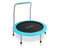 SereneLife 36 Trampoline de Fitness Portable - Trampoline de Sport pour Intérieur et Extérieur - Professionnel Rond Saut Cardio Trampoline - Sûr pour Enfant avec Cadre rembourré et Guidon, SLELT367