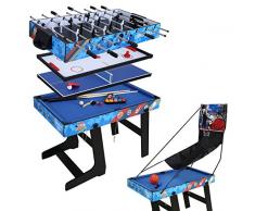 hj Table Multi Jeux 5 en 1 Pliante-Billard/Babyfoot/Hockey/Tennis de Table/Basketball 103.4 * 57.5 * 72cm Pliable