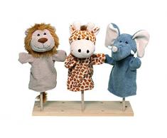 Lot de 3 marionnettes peluches à main Animaux sauvages