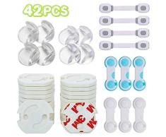 Lenbest 42 Pcs Kits Sécurité de Bébé enfants, 8 Protège Coin, 24 cache prise, 6 verrous de sécurité pour, 4 verrous de tiroirs ajustables