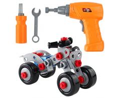Nuheby Jouet Construction Jeu de Assemblage Construction Enfant avec Perceuse Vis Jeux Creatif Fille Garcon 3 4 5 6 Ans et Plus,Moto Modèle