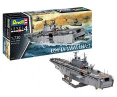 Revell Bateau Porte hélicoptère USS Tarawa LHA-1-échelle 1/720-niveau 4/5 Maquette, 05170, Non laqué