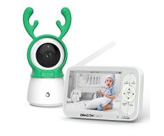 Moniteur Bébé,Dragon Touch Babyphone 5 pouces 720P HD Vidéo Caméra Surveillance Numérique,Zoom Pan-Tilt à Distance,VOX,Vision Nocturne,Audio Bidirectionnel,Berceuses et Capteur de Température