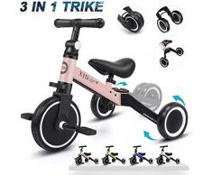 XJD 3 en 1 Vélo Draisienne Tricycle pour Enfants de 1-3 Ans Premier Vélo dEntraînement dÉquilibre Véhicule avec Pédale Cadeau pour Filles Garçons Léger(Rose Clair)