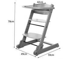 Anna Chaises hautes Chaise à Manger pour Bébés Chaise multifonctionnelle pour Bébé en Bois Massif Dinette pour Enfant Portable Pliable (Couleur : Bois Couleur)