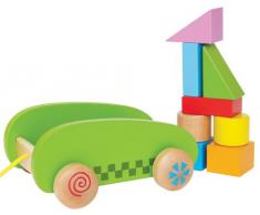 Hape - E0408 - Jouet À Tirer - Mini Chariot avec Blocs