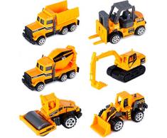 Dreamon Vehicules de Chantier Mini Jouet Camion Benne Petite Voiture Miniature a partir de Enfant Garcon Fille 3 Ans, 6 Pcs