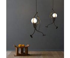 DAXGD Lustre en fer, Créatif fer Gens Dessin animé, Suspension élégante pour Chambre Enfant (Ampoule Non incluse)