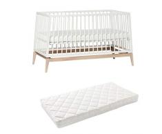Leander Luna Lit bébé 140 x 70 cm – Blanc/chêne mat + 7