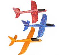 Alxcio Avion Planeurs Enfant Jouet, 3Pcs Lancé Mousse Jetant Voler Modèle Jouet pour Enfants Garçons Filles, Jeux de Plein air - (Bleu + Rouge + Orange)