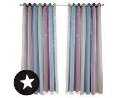Seasaleshop- Double Rideaux Enfants, Rideaux avec Etoiles Motif Isolant Thermique Anti Froid, Thermique Décoration De Fenêtre pour Enfant Chambre Maison, 2 Pièces