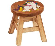 Laeto (T0244 Tabouret Licorne en Bois Massif pour Enfant/Chaise ou Repose-Pieds pour Adulte fabriqué à la Main pour Durer Pendant des années – Beaucoup de Motifs au Choix à partir de Thaïlande.