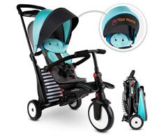 smarTrike STR5 Tricycle Pliable Bébés pour 1,2,3 Ans avec Broderie Personnalisée Gratuite - Tricycle 7 en 1 à Plusieurs Étapes (Bleu)