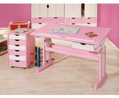 Inter Link Bureau enfant évolutif à pupitre inclinable Pin massif - Panneaux de particules vernis rose et blanc