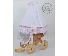 Ophelia Uno Heart Antique Pink Berceau Landau Wicker Crib Berceau berceau en osier de ALANEL