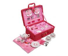 Wobbly Jelly - Dinette en Porcelaine et Panier de Pique-Nique « Licorne Magique » - Dînette 31 pièces pour Enfant