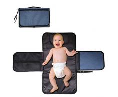 ViVidLife Matelas à Langer de Voyage, Portable Tapis à Langer pour Bébé, Pliable Matelas à Langer Avec Coussin de Tête Poches Urinoir Pad à langer Kit pour Bébé Maison Extérieur Voyage (Bleu)