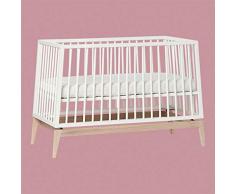 Leander Luna Lit bébé 120 x 60 cm – Blanc/chêne sans mat