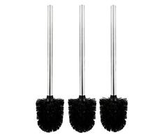 Pixnor 3pcs Brosses de coiffeuse en plastique avec manche en acier inoxydable (Noir)