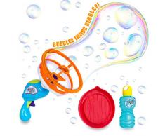 KreativeKraft Machine A Bulle, Pistolet A Bulles De Savon Enfant, Jeux Exterieur Jardin Ou Intérieur avec Appareil Automatique Liquide pour Bulles Géantes Inclus, Cadeau Fête danniversaire, Mariage