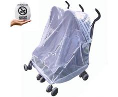 Générique Moustiquaire/Voile Anti-Moustiques pour Poussette Enfant Double ou Tandem avec Sac de Voyage Gratuit