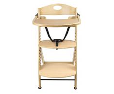 Chaise Haute Avec Plateau En Bois Naturel Chaise Bébé Escalier Solide et Stable Haute Qualité Sécurité Réglable En Hauteur Dès Naissance Evolutive