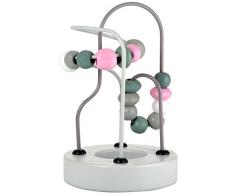 Kindsgut Circuit de motricité en Bois, boulier pour bébé et Enfant à partir de 6 Mois, Jeu de Labyrinthe à Perles, Couleur Rose pâle