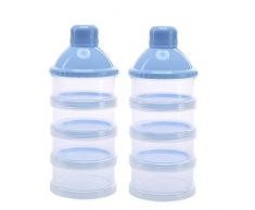 Afufu Lot de 2 Boîte Doseuse à Poudre de Lait, Bébé Boîte alimentaire Distributeur de lait en Poudre/Boîte de Lait/Poudre de Lait et le Réservoir de Stockage de Casse-croûte, 4 séparable