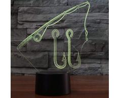 Illumination Optique 3D Lampe de bureau Night Light LED chambre à coucher pour enfants et cadeau de Noël USB Cannes à pêche visuelle maquettisme crochets