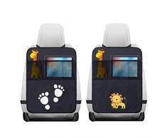 2Pcs Organisateur de Voiture Protégé Siege Voiture, Protection de Siège Auto Bébé/Enfant Kick Mats Protection de Dossier/Arrière de Siège Multi-Poches Rangement de Voiture avec Grande Écran Tactile