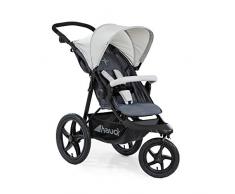 Hauck Runner Poussette 3 Roues jusquá 25 kg avec Position Couchée de 0 mois, Roues Gonflables, Pliage Compact, Grand Panier - Gris