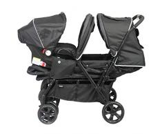 Bambisol - Poussette Double avec Siège Auto Gr0+ - Le Combiné pour Vrais Jumeaux dès la Naissance, Habillage Pluie Inclus