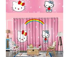 llkjd Rideau Rideau Chambre 3D Dessin animé numérique Enfants Chambre Hello Kitty @ W66 * L90