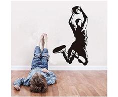 Autocollant Mural Autocollant Rétro Affiche Vinyle Amovible Basketball Berceau Garçon Chambre Enfants Fan De Sport Muursticker Décoratif Décoration 35X59Cm