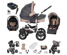 Friedrich Hugo Hamburg | 4 en 1 poussette combiné + ISOFIX | roue en airr | Grey & Beige