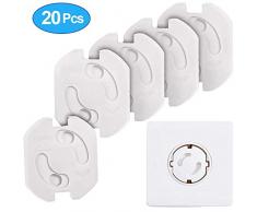 TAYLE 20pcs Cache Prise Bebe Couvercle de la Prise Courant Protections Électrique Domestique Mécanisme Tournant Adhésif pour la Sécurité Enfant Domestique, Couvercle de la Prise Courant