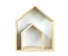 Leisuretime Ensemble de 2 Forme de Maison étagère de Rangement en Bois étagère Suspendue étagères pour Enfants (White)