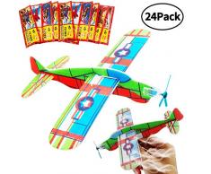 BESTZY Glider Plans, 24Pcs Couleur aléatoire Voler Planeur Avions Jouets pour Les Jeunes Filles garçons Fête danniversaire Favor Avion Grand Prix Handout école Cadeaux