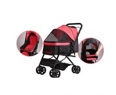 HAO SHOP Chariot de Chien Chariot réversible de Poussette d'animal familier Pliant à Quatre Roues, Chariot de Chien (Couleur : Red)