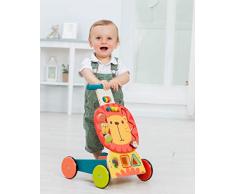 Labebe Chariot Enfant, 3-en-1 Utilisation comme Trotteur Enfant, Lion Jaune Trotteur Bois pour 1 An et Plus, trotteur bébé fille/Chariot bois/trotteur pousseur bébé/chariot marche