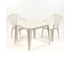 PROGARDEN Salon enfant : table blanche + 2 chaises blanches