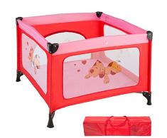 TecTake Parc pour Bébé Lit de Bébé Parapluie Pliant avec Sac de Transport - diverses couleurs au choix - (Rose | No. 402206)