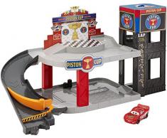 Disney Pixar Cars Coffret Garage Piston Cup pour petites voitures, véhicule Flash McQueen inclus, jouet pour enfant, DWB90
