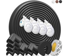 HAPPY CHLEA® Protection dAngles et Rebords pour Bébés. Couverture Totale de 6,4 M avec Protège-Angles et 8 Protège Coin. 1 Bloque-Porte et 4 Bloque-Tiroirs. Kit de Sécurité Enfants (Noir)